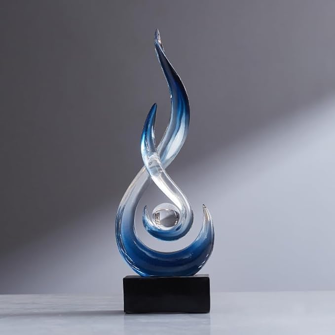 Modern Abstract Art Table Decoration,Resin Flame Statue Modern Blue Centerpiece Ornaments for Living Room Great Gift Idea Home Decor,Collectibles