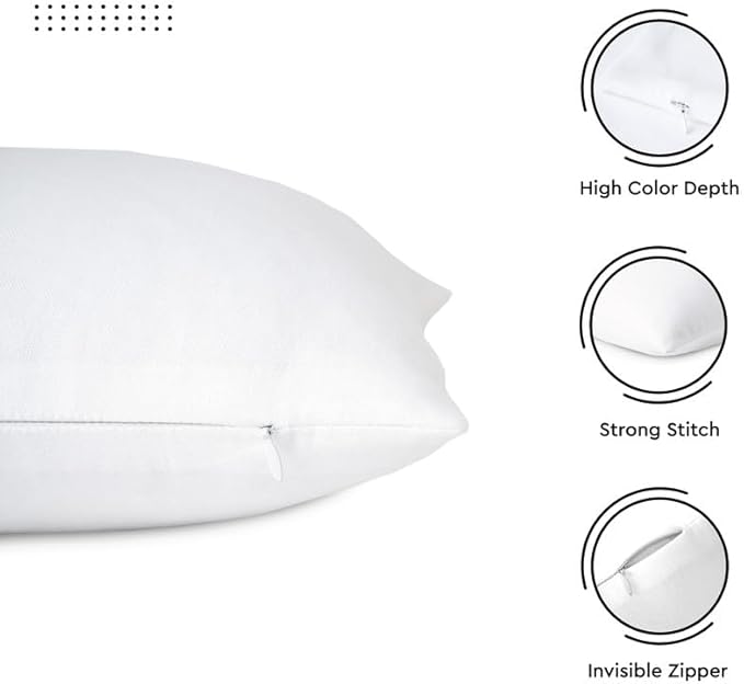 Encasa XO Throw Pillow Covers 18x18 in Set of 4 White | No Inserts | Cotton Pillow Covers for Living Room, Bed, Sofa, Couch | Decorative Cushion Covers with Improved Zipper