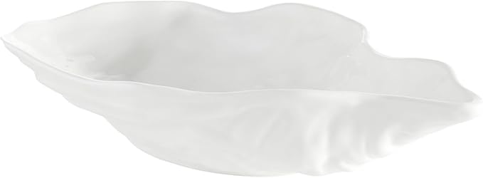 Santa Barbara Design Studios Serving Bowls - Ceramic Oyster-Shaped Bowl, Large 11" x 6.5", Gloss White