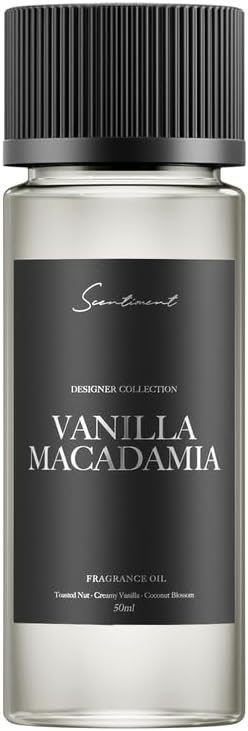 Scentiment Diffuser Oil – Vanilla Macadamia | Toasted Nut, Creamy Vanilla & Coconut Fragrance | Warm, Sweet Luxury Aromatherapy Scent for Home Diffusers (50 mL)
