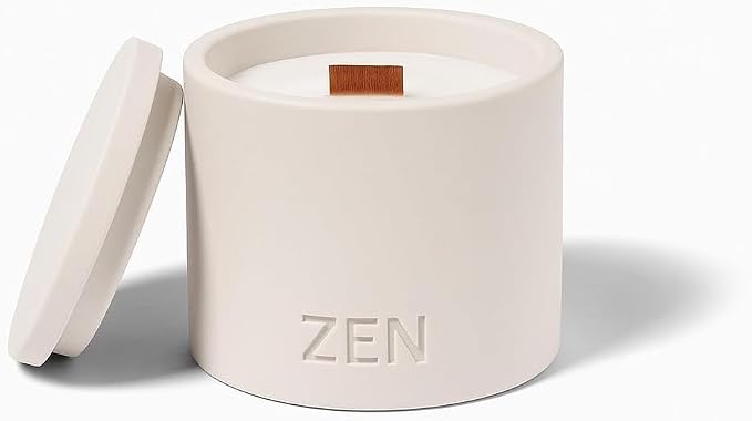 Zen Concrete Candle Lid – Cream Gray Minimalist Home Reusable Jar Plant Pot, Storage – (Cream, Small, BAKARAT)