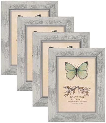 XUANLUO 5x7 Picture Frames Set of 4 Rustic Retro Photo Frame with HD Plastic Cover for Wall Mount and Tabletop Display Family Friends Wedding Gift