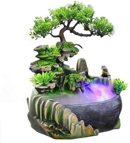 Rockery Stream Tabletop Fountain, Zen Meditation Indoor Waterfall Feature with Automatic Pump and Switch, Desktop Fountain for Home Office Bedroom Decoration (A)