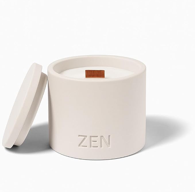 Zen Concrete Candle Lid – Cream Gray Minimalist Home Reusable Jar Plant Pot, Storage – Luxury-Inspired Home Sandalwood Amber Vanilla Musk Oud (Cream, Small, Santal)