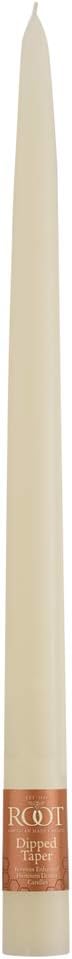 Root Candles 12-Count Unscented Taper Candles Smooth Hand-Dipped Dripless Beeswax Enhanced Boxed Candle Set, 12-Inch, Ivory