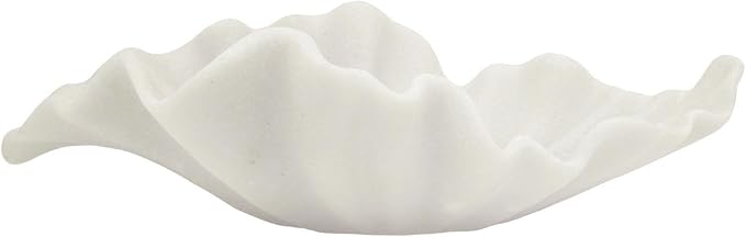 Off-white Large Decorative Bowl - 16” Fruit/Key/Purse Bowl for Home Decor - Coffee Table & Entryway Table Decor - Scalloped Ruffle Bowls - Unique Centerpiece Bowls(Big)