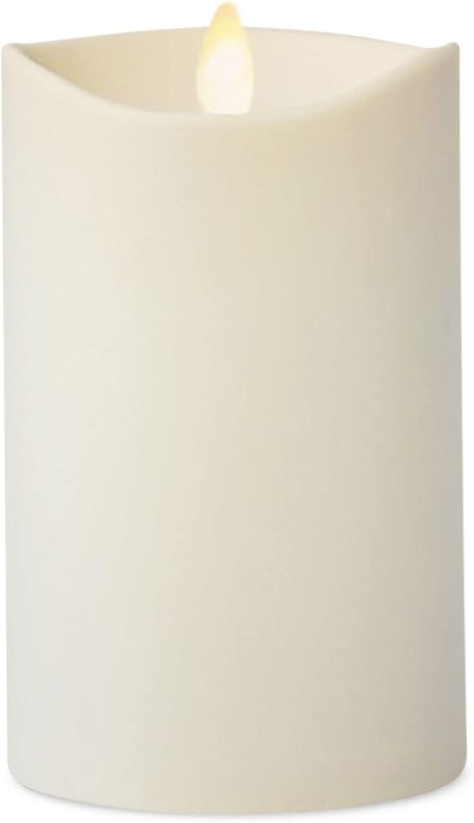 Luminara Realistic Artificial Moving Flame Outdoor Pillar Candle - Moving Flame LED Battery Operated Lights for Outside Christmas, Thanksgiving - Remote Ready - Remote Sold Separately - 3.25" x 5"