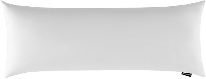 basic home Hotel-Style Goose Feather Body Pillow Insert for Sofa & Bed - 100% Odorless & Plump Cushion Filler - 233TC Cotton with Inner Liner to Prevent Poking (14x36 Inch)