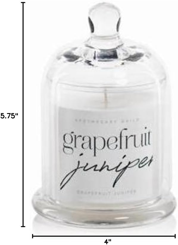 Zodax Apothecary Guild Scented Jar Candle with Glass Cloche, 10.19 oz- Grapefruit Juniper