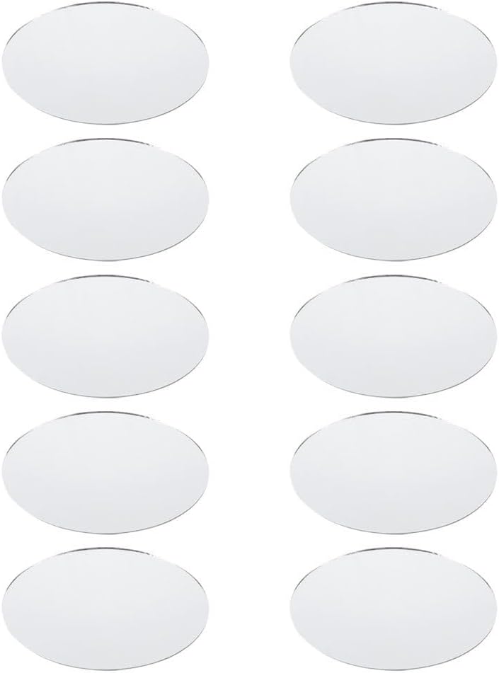 NOLITOY 10Pcs Mini Oval Lens Mirror, Decorative Crafts Glass Mosaic Tile Pieces for DIY Craft Projects Home Decor