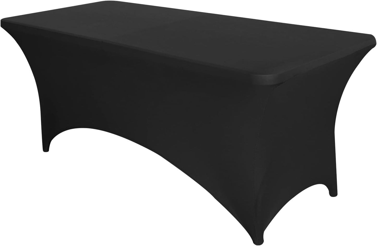 CWK 6FT Stretch Spandex Table Cover for Rectangular Tables - Elastic Fitted Tablecloth for Folding Tables, Wrinkle Resistant, Durable Table Protector for Parties,Weddings,Banquets &Events (Black)