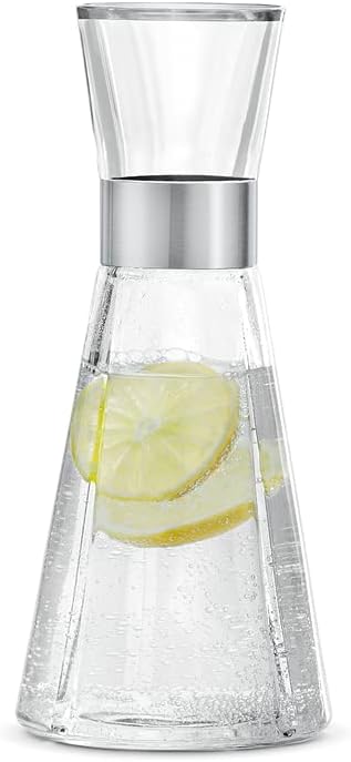 Rosendahl Grand Cru 30.4 oz. Water Carafe - Transparent Glass Pitcher with Stainless Steel Accents, Dishwasher Safe, Lead-free Modern Drinkware, Versatile Kitchen Accessory for Stylish Table Settings