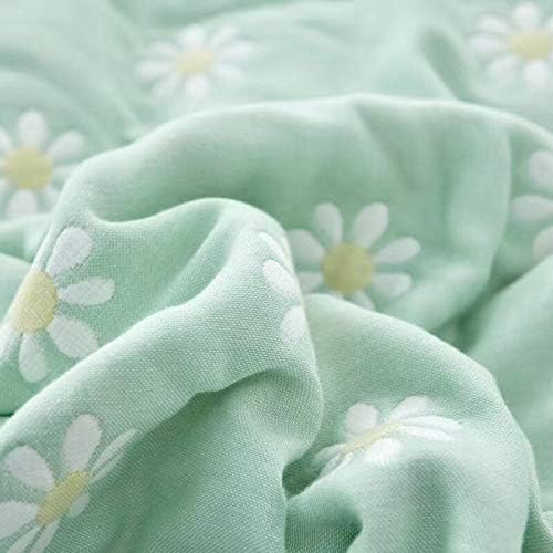 SANACYNA 6-Layer Gauze 100% Cotton Muslin Blankets for Adults Sunflower King 90"x104" Cooling Blanket Soft Breathable Blanket for Sofa Bed Coverlet All Seasons Both Sides (Green, King(90"x104"))¡­