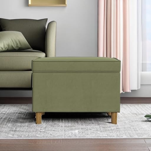 HomePop 24" Dinah Collection Storage Ottoman - Light Sage Green Velvet