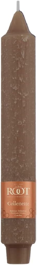 Root Candles 4-Count Unscented Dinner Candles Dripless Beeswax Enhanced Timberline™ Collenette Boxed Candle Set, 9-Inch, Portobello
