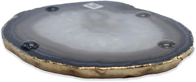 Nature's Decorations Natural Agate Stone Coasters - Set of 4 Polished Geode Drink Mats for Dining & Coffee Table & Kitchen Decor No Dye 3.5-4" Diameter