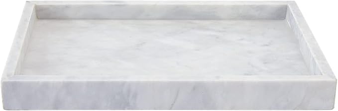 12 x 8 inch Real Natural Marble Vanity Tray, Genuine Marble Storage Tray for Cosmetics/Jewelry, Non-Resin/Non-Ceramic, Dresser Organizer Tray, Bathroom Tray, Home Decor, Kitchen, Coffee Table