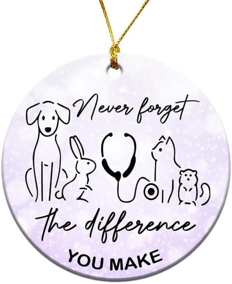 Veterinary Christmas Ornament 2025-3" Ceramic, Vet Tech Week Appreciation Gifts Bulk for Women Men, Thank You Gifts for Veterinarian Assistant Receptionist Kennel Tech Animals Care Décor