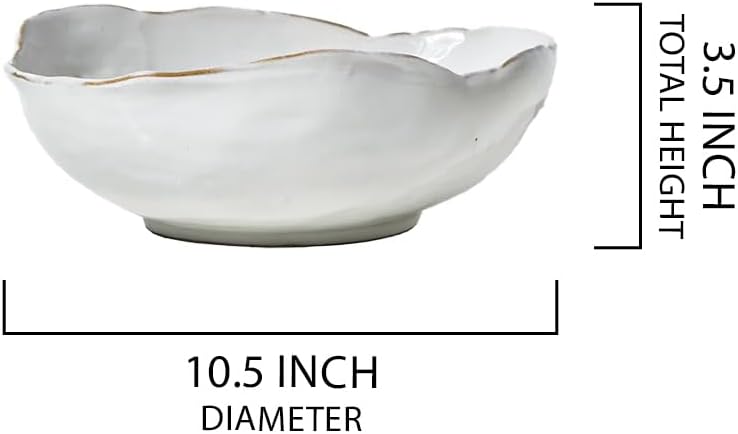 Serene Spaces Living Artisan Free-Form Glazed Ceramic Decorative Bowl, Wedding Planners, Event Stylists, Home Decor, Restaurant Tablescapes, 10.5" Long, 8" Wide and 3.5" Tall, Pack of 8