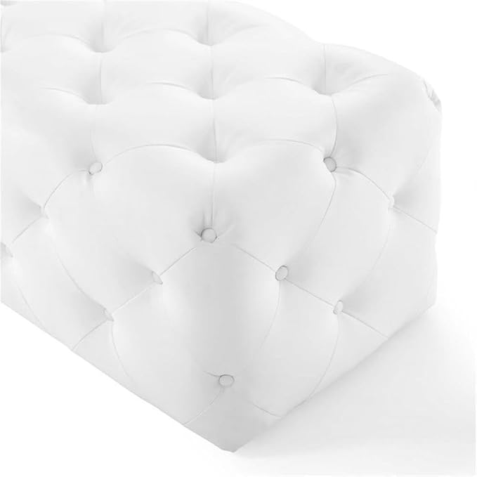 Modway EEI-3769-WHI Anthem 60" Tufted Button Entryway Faux Leather Bench, White