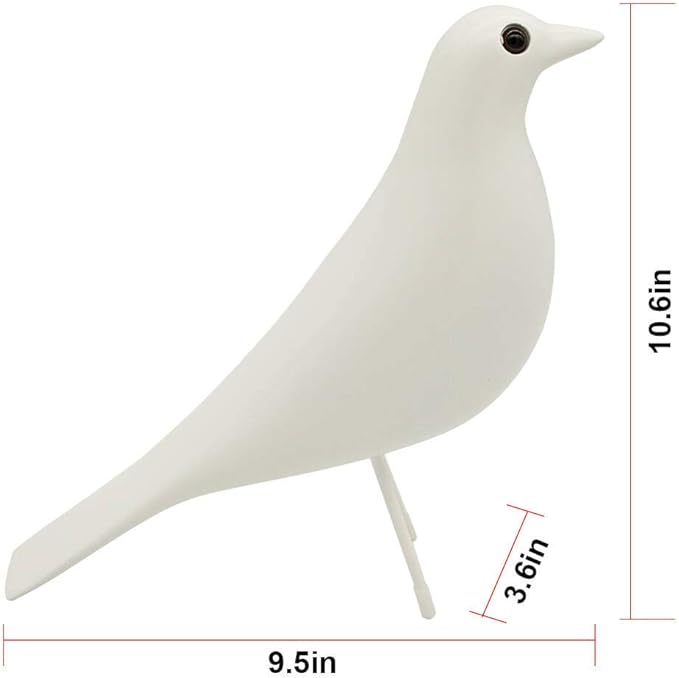 Mid-Century House Bird Home Decor - Room Decor Adornment for Hotel Restaurant Cafe Office Desk Dove Ornament, Arts Pigeon Gifts (White)