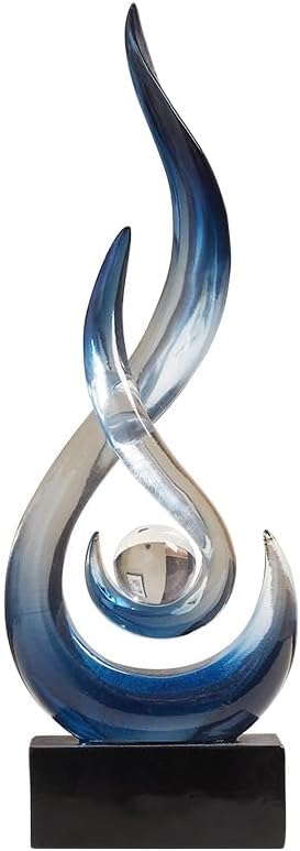 Modern Abstract Art Table Decoration,Resin Flame Statue Modern Blue Centerpiece Ornaments for Living Room Great Gift Idea Home Decor,Collectibles