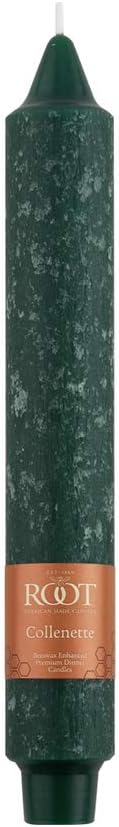 Root Candles 4-Count Unscented Dinner Candles Dripless Beeswax Enhanced Timberline™ Collenette Boxed Candle Set, 9-Inch, Dark Green