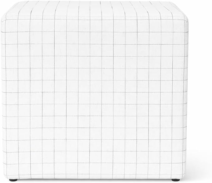 HomePop 19" Square Ottoman - Natural Windowpane