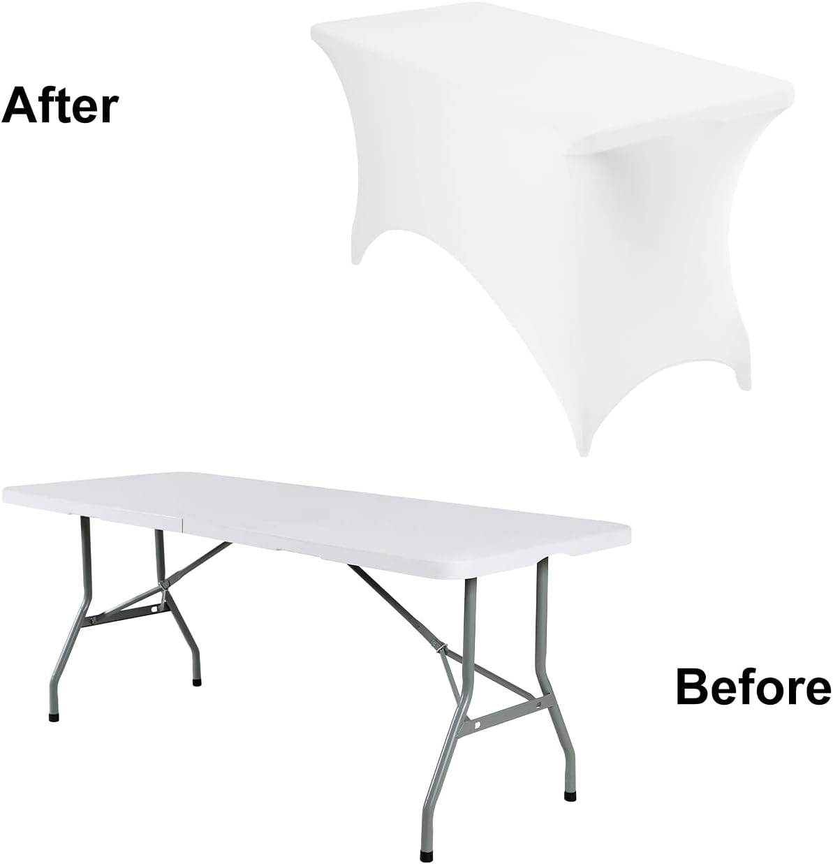 4Pack Spandex Waterproof Table Covers 4ft，Spandex 4ft Waterproof Table Cover for Party,Wedding, Banquet, and Events(White)