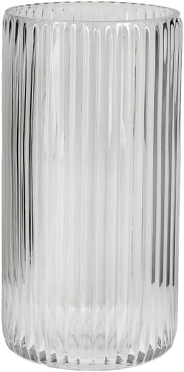 Serene Spaces Living Clear Pleated Glass Votive Holder, Decorative Centerpiece for Wedding, Christmas, Thanksgiving, Party, Dining Table, Living Room, Home Décor, Measures 8" Tall