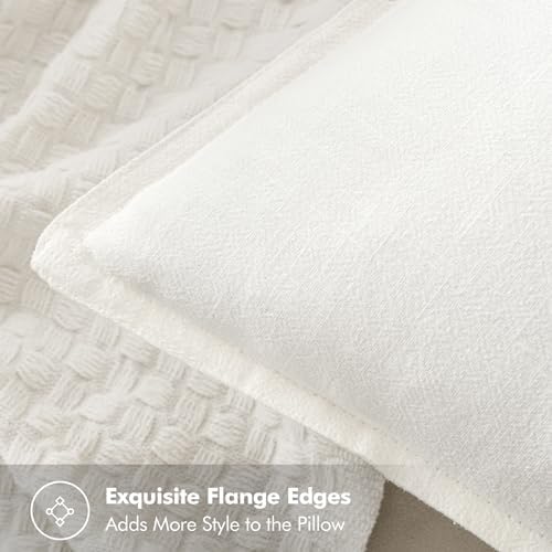 MIULEE Cream Linen Pillow Covers Pack of 4 Decorative Natural Solid Throw Pillow Covers Soft Accent Boho Farmhouse Couch Pillowcases Modern Spring Home Decors for Living Room Bed Sofa 24x24 Inch