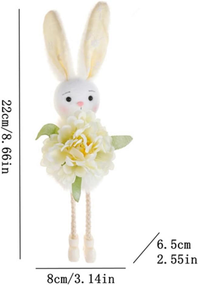 Eimilaly Easter Bunny Flowers Ornaments Spring Gnome for Home Decorations, Tomte Gnomes Set Ornaments for Garden or Rustic Theme Party Gnome Decor - 4PCS