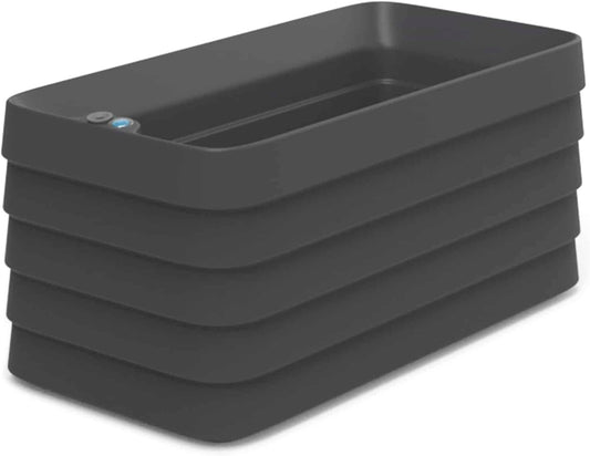 Crescent Garden Slat Medium Rectangular Planter Box for All-Weather - Self-Watering Outdoor Deck Box Planter for Flowers and Herbs (Caviar Black, 36'' x 17'' x 17''H)