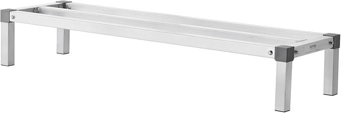 VEVOR Aluminum Dunnage Rack, 48” x 14” Commercial Food Floor Rack, 8” Off the Floor, 1000 lbs Capacity All-Welded Aluminum Storage, for Storage in Restaurants, Kitchens, Garages and Vehicles