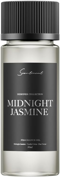 Scentiment Diffuser Oil – Midnight Jasmine | Jasmine, Vanilla Crème & Pear Nectar | Soft, Sweet & Floral Evening Fragrance Oil for Cold Air Diffusers (50 mL)
