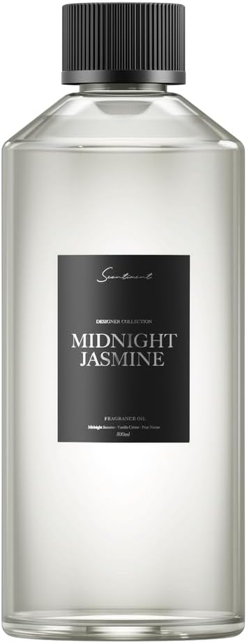 Scentiment Diffuser Oil – Midnight Jasmine | Jasmine, Vanilla Crème & Pear Nectar | Soft, Sweet & Floral Evening Fragrance Oil for Cold Air Diffusers (500 mL)
