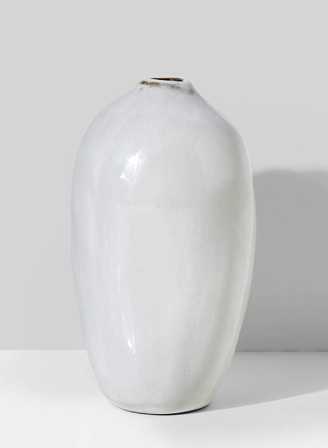 Serene Spaces Living Free-Form Glazed Ceramic Bud Vase, Set of 4- Centerpiece for Vintage Weddings, Events, Measures 5.5" Tall and 2.75" Diameter