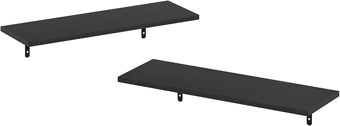 Furinno Rossi Floating Shelves for Wall Set of 2, 23-Inch Wide Rectangular Wall Shelf, Floating Shelf, Wall Mounted Shelves, for Bathroom, Bedroom, Living Room, Dark Espresso