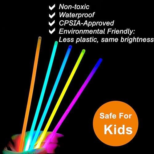 GiftExpress Glow Sticks 300 Pack - 8" Assorted Neon Color Glow In The Dark Glowsticks - Bulk Light Up Party Favors to Make Necklaces, Bracelets & Decorations for Kids
