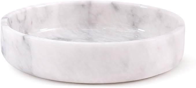 Marble Serving Bowl 8" Inches White Fruits and Vegetables Bowl for Kitchen Counter, Modern Decorative Entryway Table Accessories and Candy Bowl