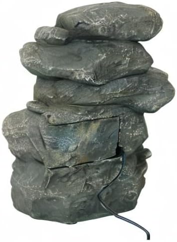 Sunnydaze Tabletop Water Fountain - Stacked Rocks 10.5 Inch Relaxing Desktop Water Fountain with LED Lights - Office, Bedroom, Living Room