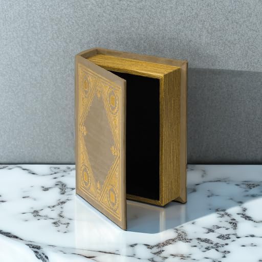 Decorative Vintage Book Shaped Trinket Storage Box, Off White