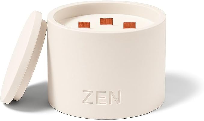 Zen Concrete Candle Lid – Cream Gray Minimalist Home Reusable Jar Plant Pot, Storage – (Cream, Large, Oud)