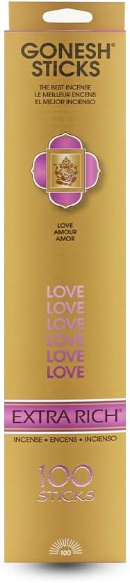 Gonesh - Extra Rich Scented Incense Sticks - Non-Toxic 10” Slow Burn Aromatic Sticks - Love - 100 Pack
