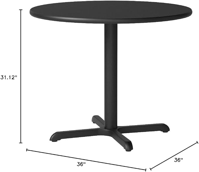 Flash Furniture Stiles 36'' Round Black Laminate Table Top with 30'' x 30'' Table Height Base