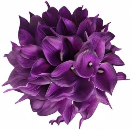 Floral Kingdom 20 Pack 14" Calla Lily Artificial Flowers – Real Touch Royal Purple Latex Flowers for Home Decor Tabletop Centerpieces Living Room & Weddings
