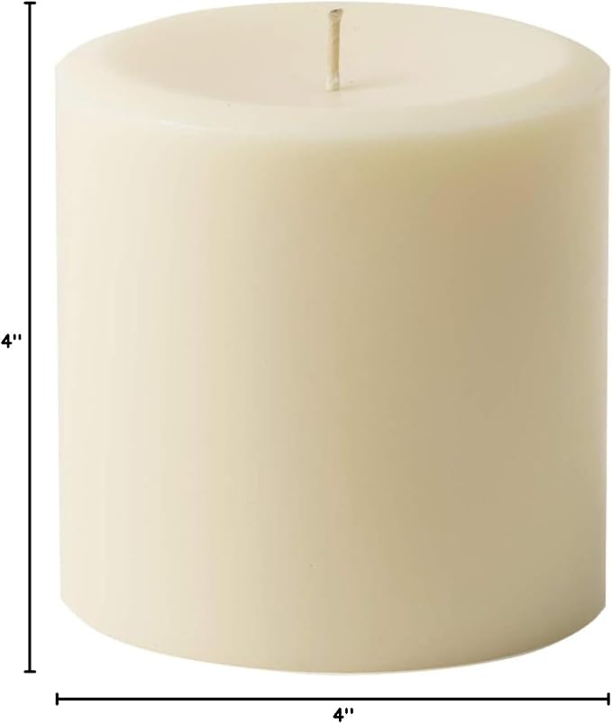 Mister Candle Dripless Vanilla Scented Ivory Pillar Candles, Hand Made Vanilla Pillar Candles with Essential Oils for Home Decor, Premium Wax, 80 Hr Burn Time (4x4 inch)
