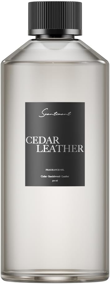 Scentiment Diffuser Oil – Cedar Leather | Warm Woody Fragrance with Notes of Leather, Cedarwood, Amber & Soft Vanilla | for Cold Air Diffusers (500 mL)
