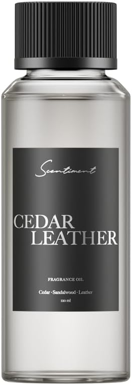 Scentiment Diffuser Oil – Cedar Leather | Warm Woody Fragrance with Notes of Leather, Cedarwood, Amber & Soft Vanilla | for Cold Air Diffusers (120 mL)