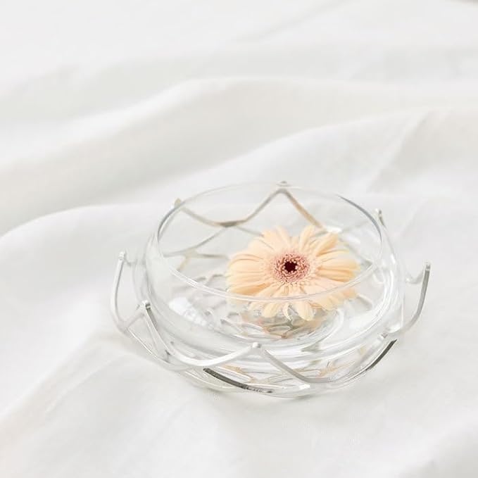NOUSAKU Foldable Basket - Dahlia - Φ 8.4 inches, made with tin, Japanese traditional craft